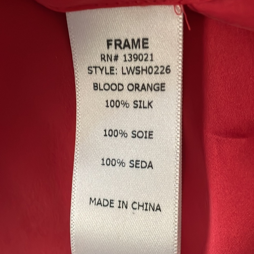 FRAME DENIM Le Raglan Split-Neck Blouse Red Size XS - Picture 7 of 7